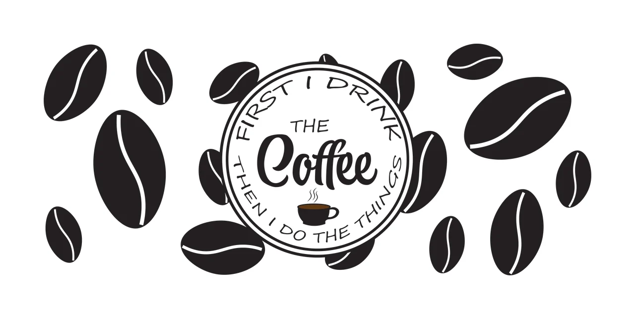 Can Glass Wrap Coffee Frame with Beans and Typography Surrounding a Circular Graphic Line Art