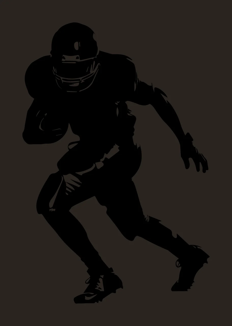 Football Player Running With Ball Helmet Jersey Cleats Silhouette contrast preview thumbnail