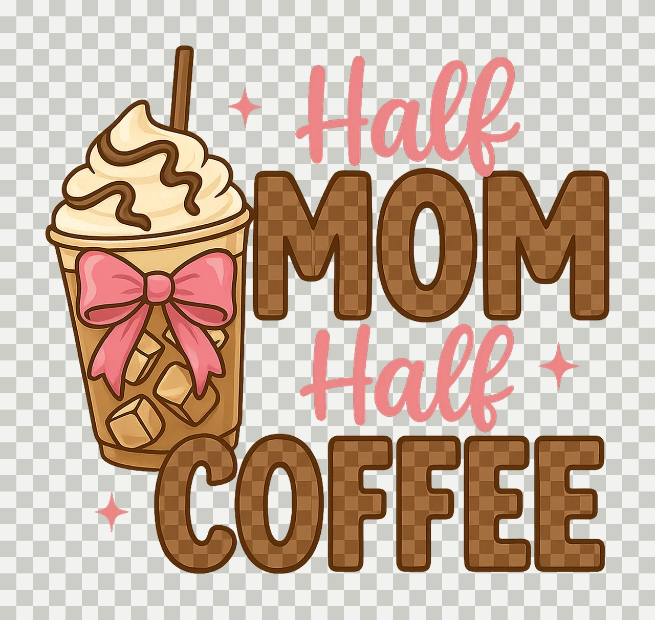 Half mom half coffee Retro Checkered Mama Coffee Coquette transparency and detail preview thumbnail