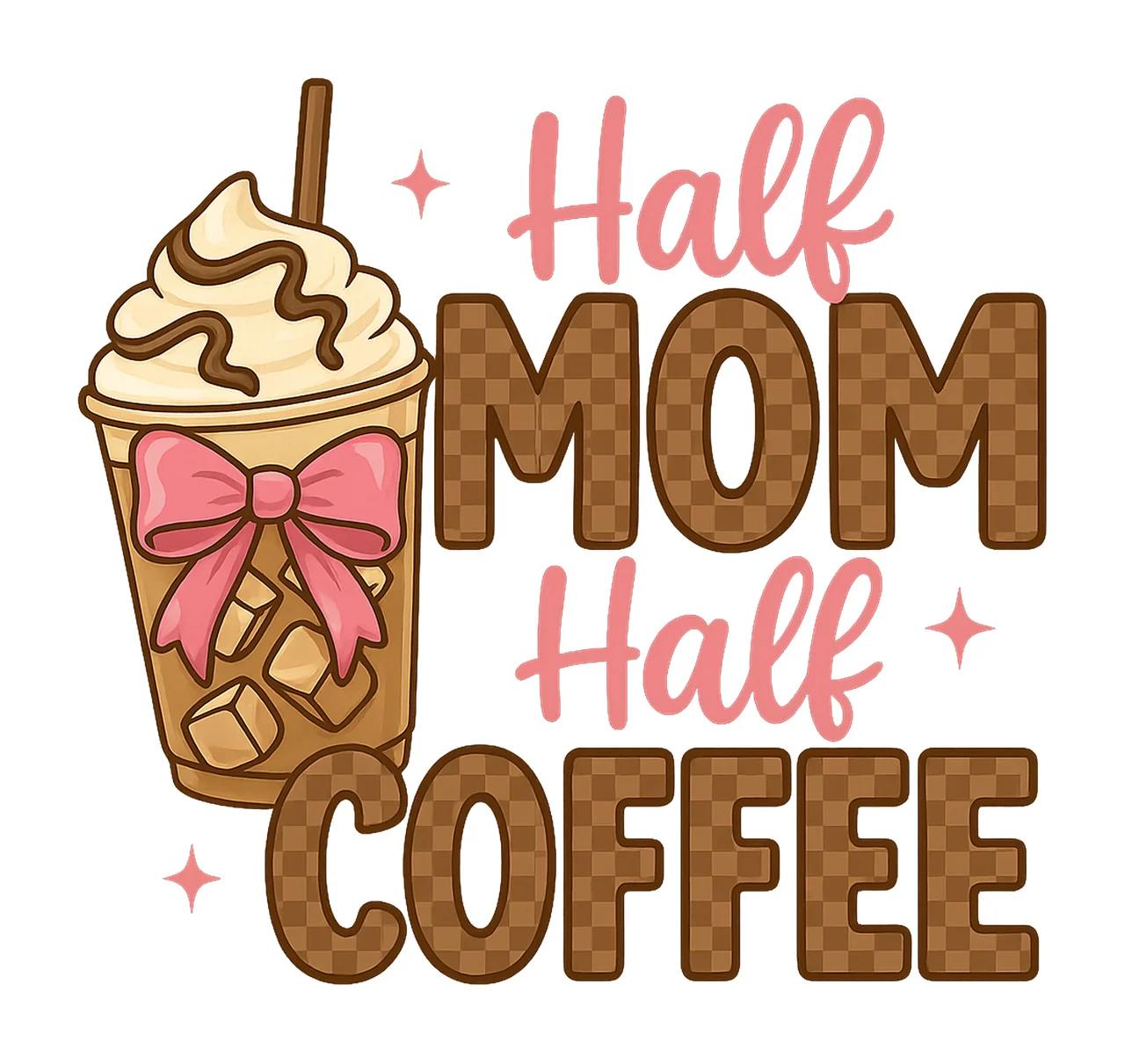 Half mom half coffee Retro Checkered Mama Coffee Coquette