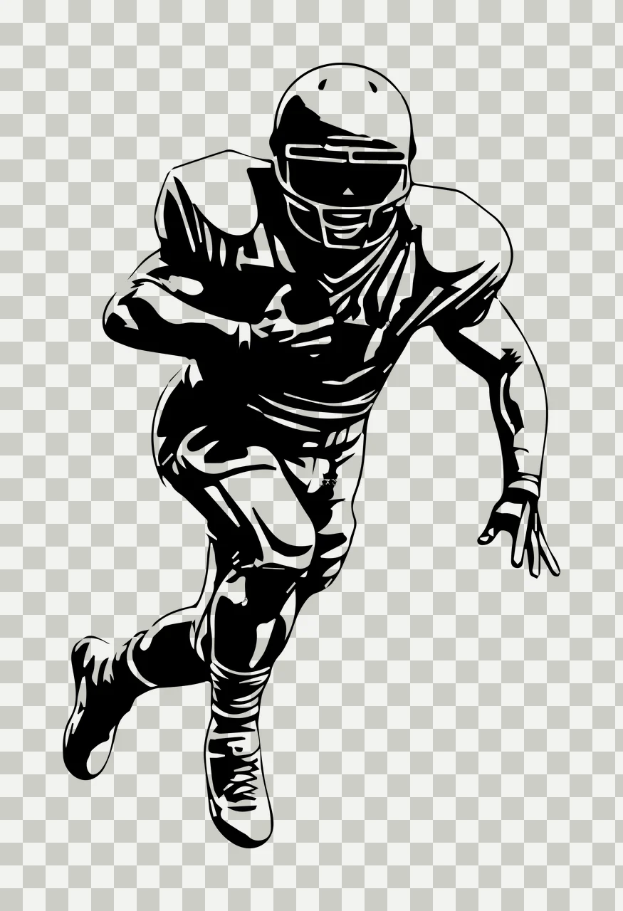 Football Player Running Line Art Illustration helmet uniform transparency and detail preview thumbnail