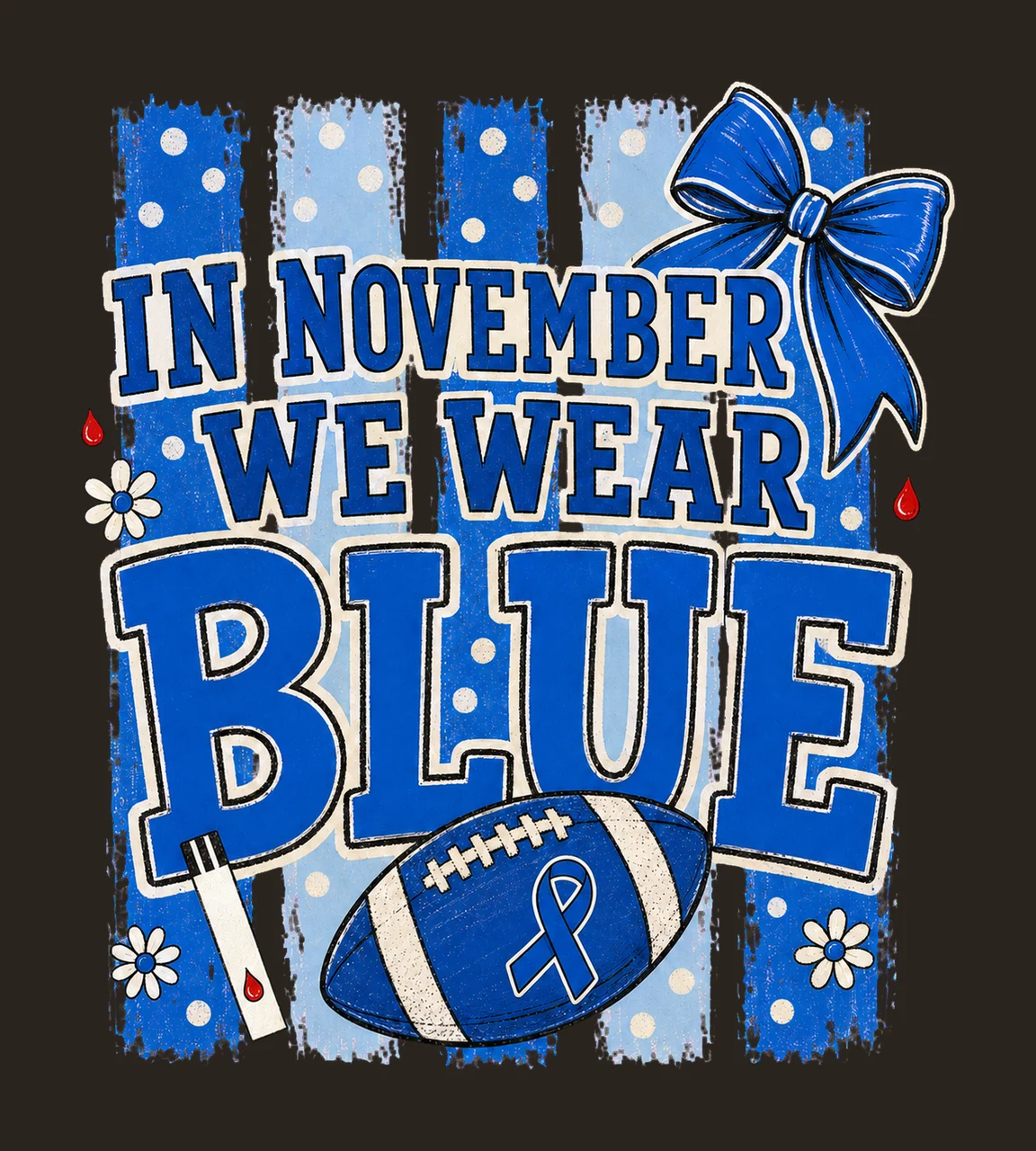 Preppy Football Diabetes Awareness Blue Variation C contrast preview thumbnail