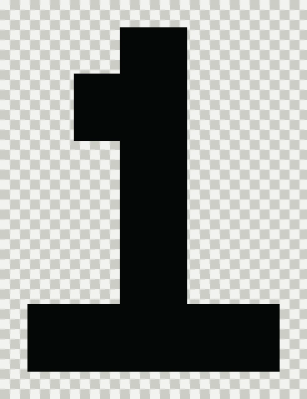 Number 1 Blocky Black Numeral One Centered block white typography transparency and detail preview thumbnail