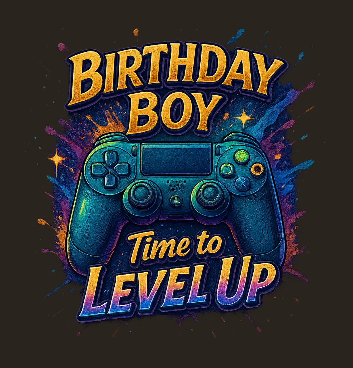 Gamer Birthday Time to Level Up Gaming Controller Artwork contrast preview thumbnail