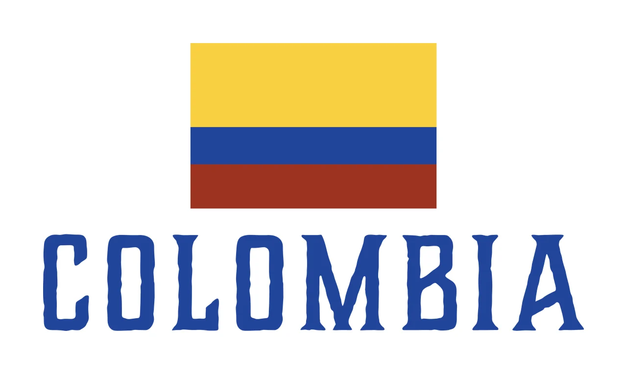Colombia Text With Rectangular Flag rectangle black white monochrome