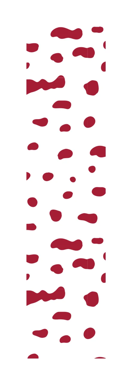 Irregular spots pattern Illustration with dark red spots, organic shapes and white background in maroon