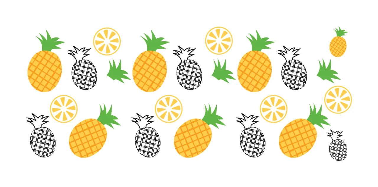 Can Glass Wrap Pineapple And Citrus Slice Pattern repeating