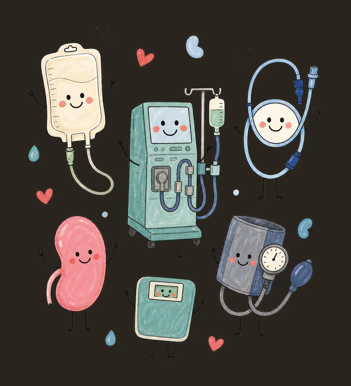 Dialysis Nurse Doodle Crew Cute Kidney Variation D contrast preview thumbnail