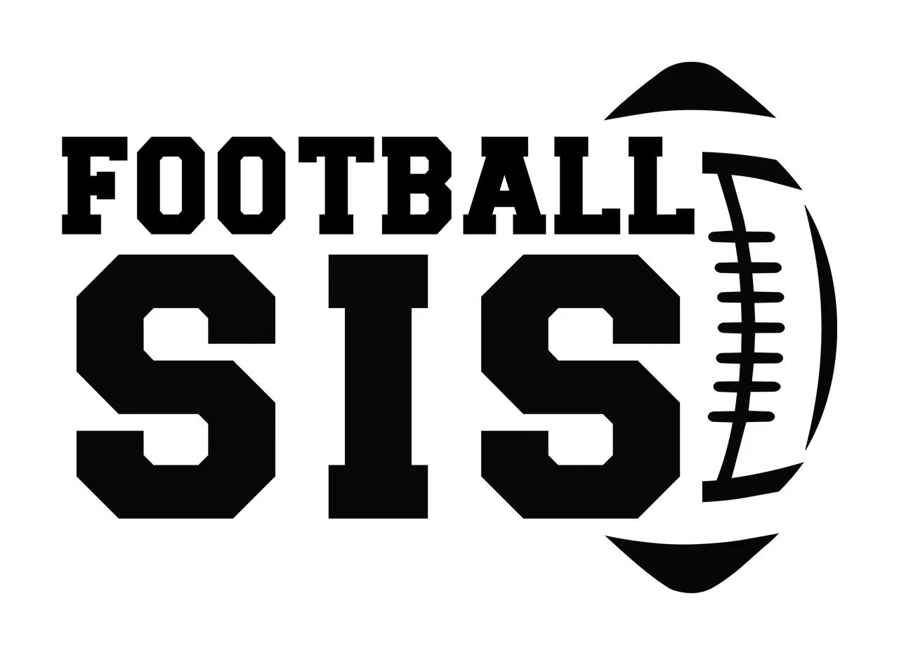 Football Sis Lettering With A Partial On Side Labeling serif text