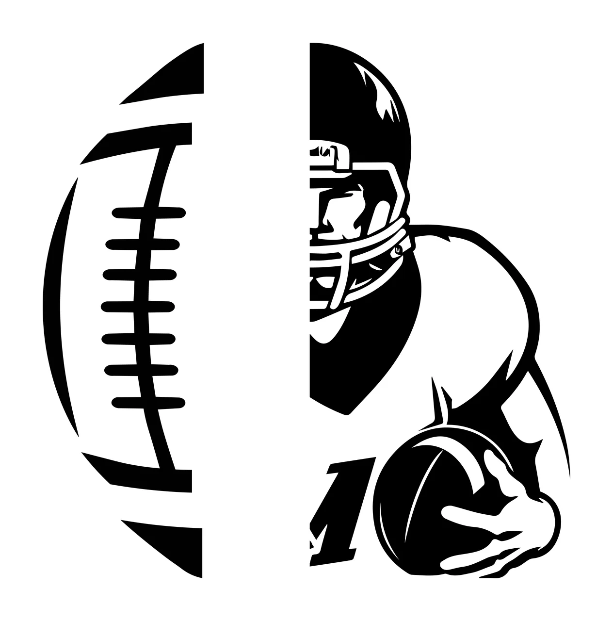 American Football And Player Split Composition playing helmet