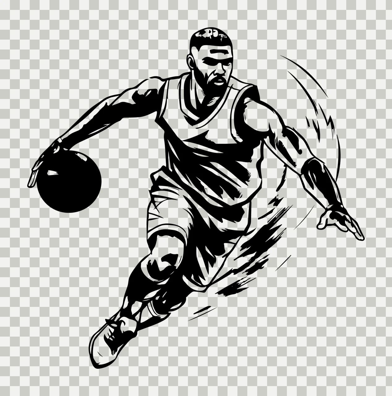 Player Basketball Dribbling Motion Graphic dynamic line illustration transparency and detail preview thumbnail