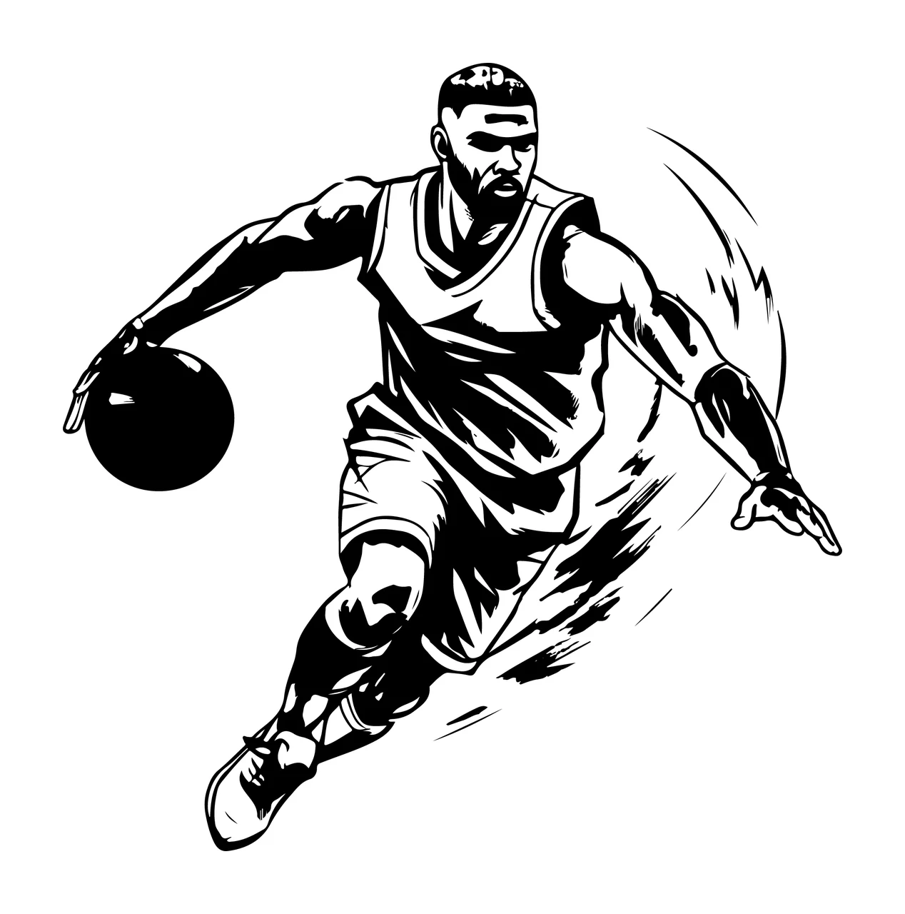 Player Basketball Dribbling Motion Graphic dynamic line illustration