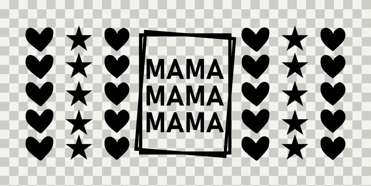 Can Glass Wrap Mama Mama Mama Repeated repeating hearts stars transparency and detail preview thumbnail