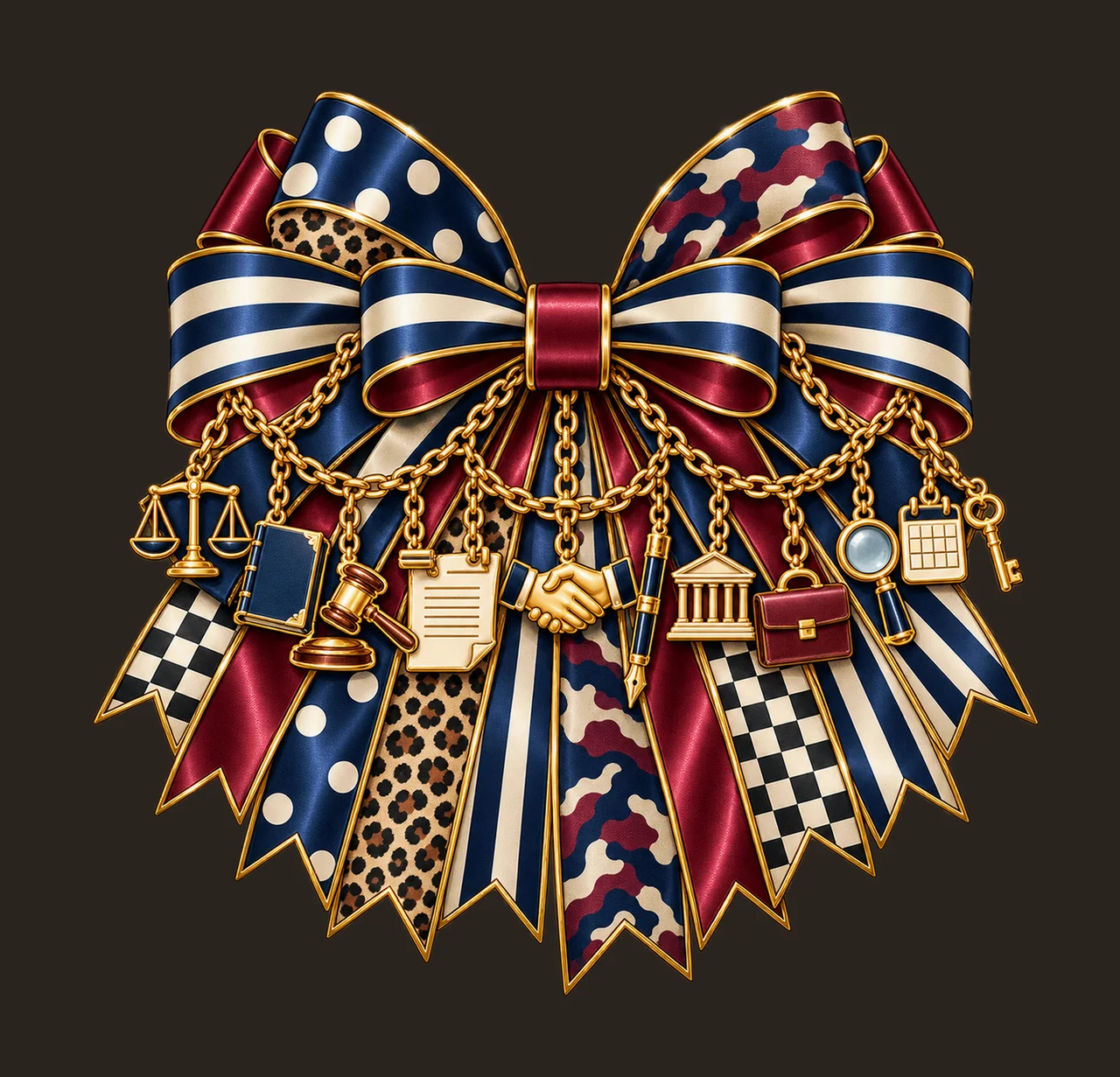 Lawyer Bow Charm PNG, Gold Chain Charms, Transparent Sublimation Design, Digital Download contrast preview thumbnail