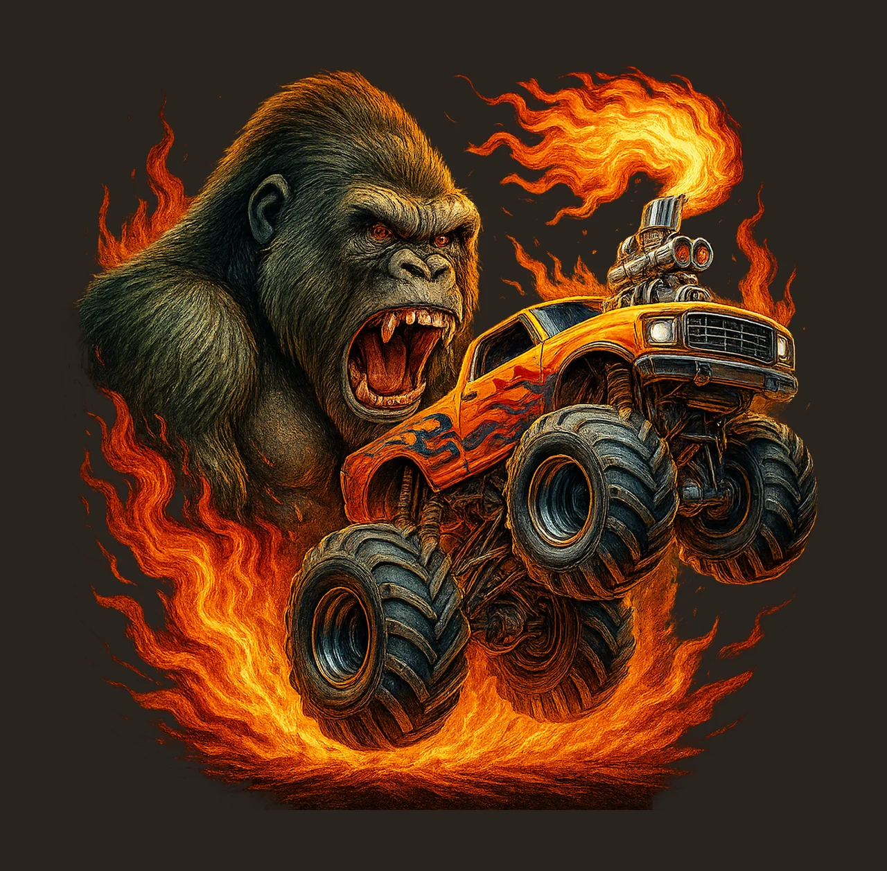 Rex Dinosaur Monster Truck Extreme Vehicle Sublimation contrast preview thumbnail