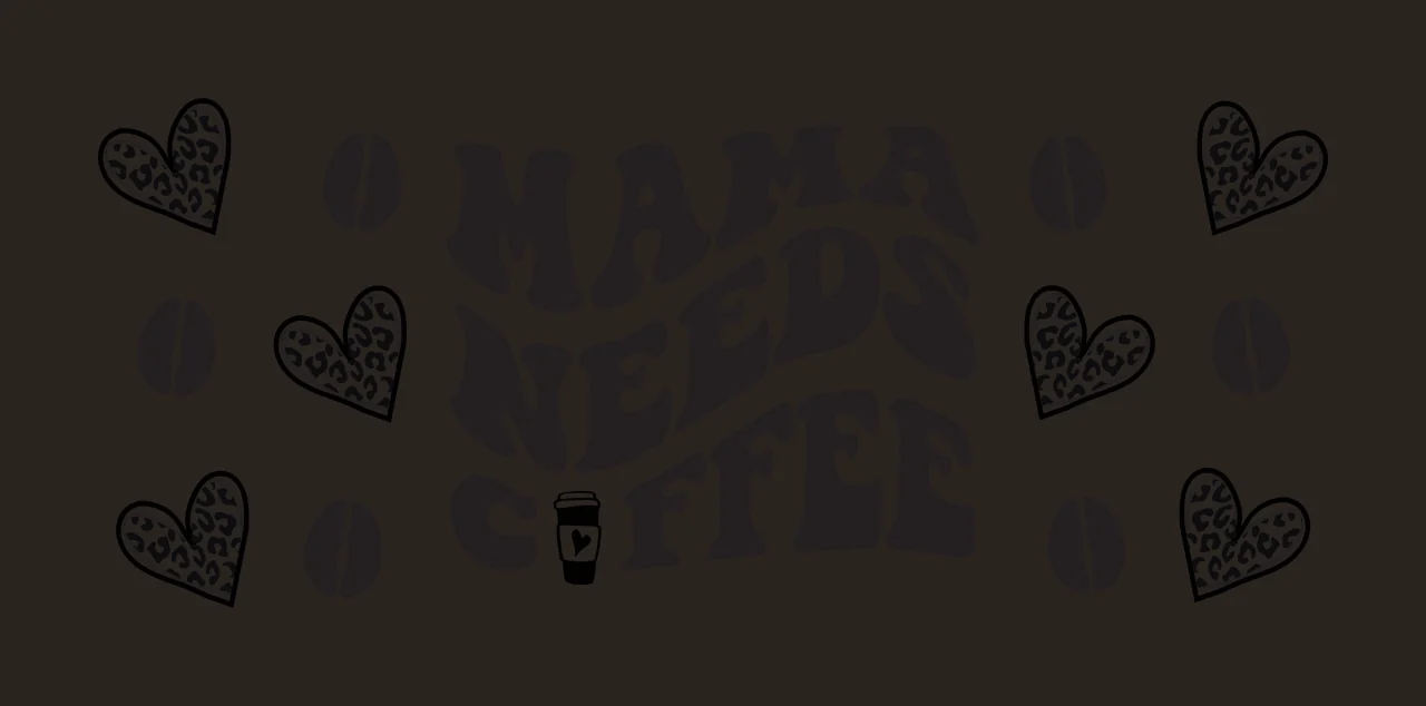 Can Glass Wrap Mama Needs Coffee Wavy Text curving hearts leopard contrast preview thumbnail