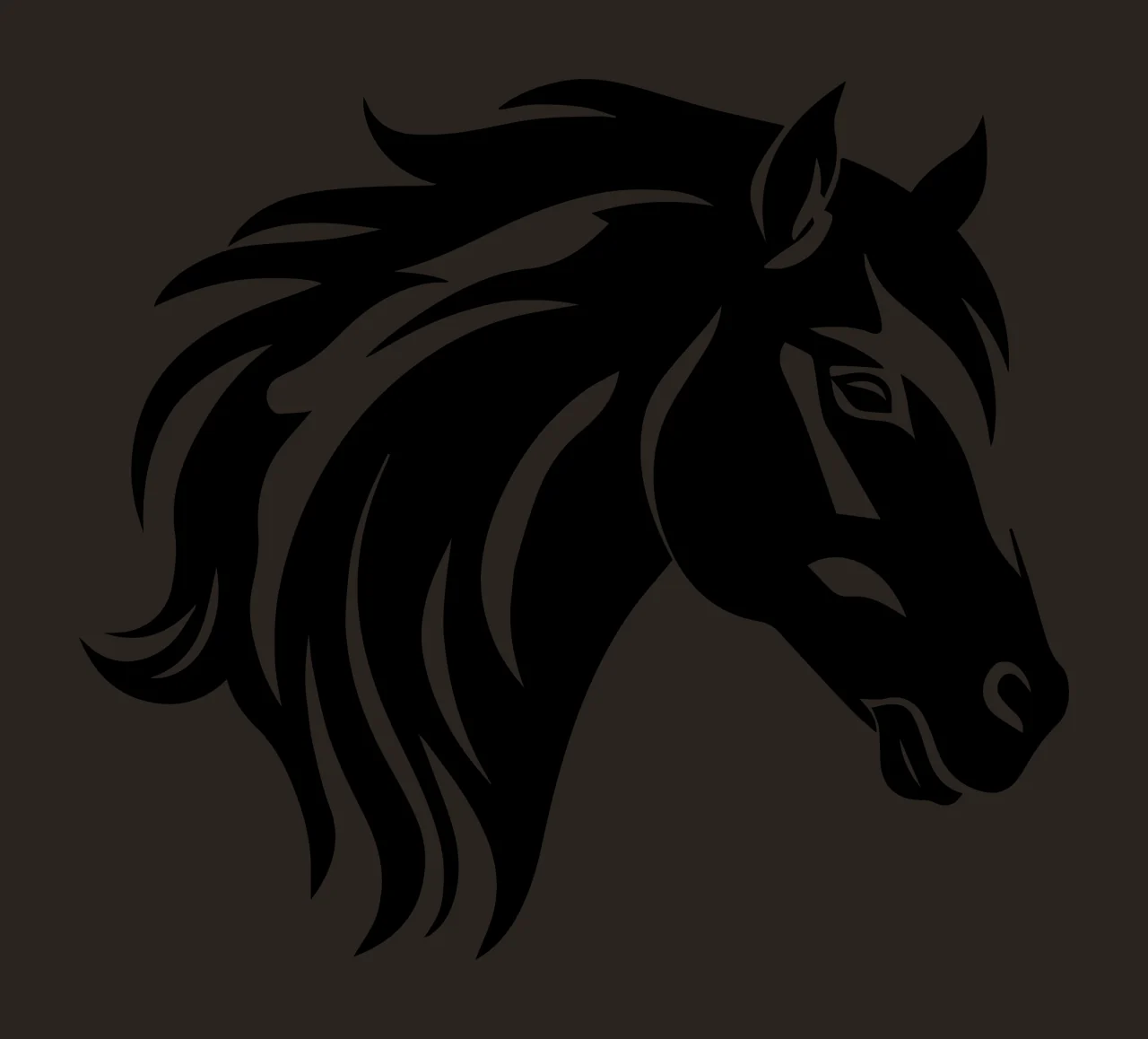 Horse Head With Silhouette And Profile In Black contrast preview thumbnail