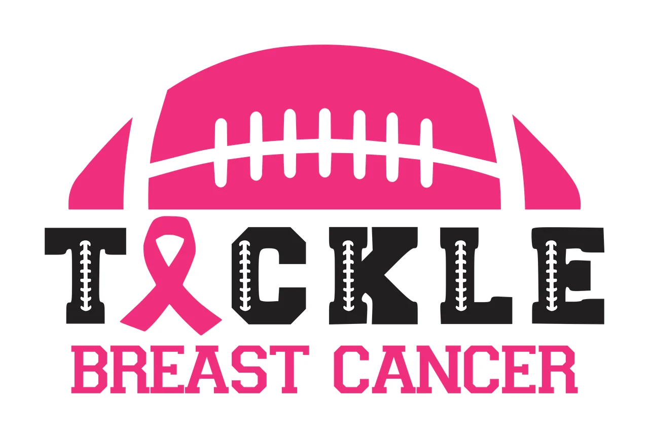 Tackle Breast Cancer Black And White Graphic text football