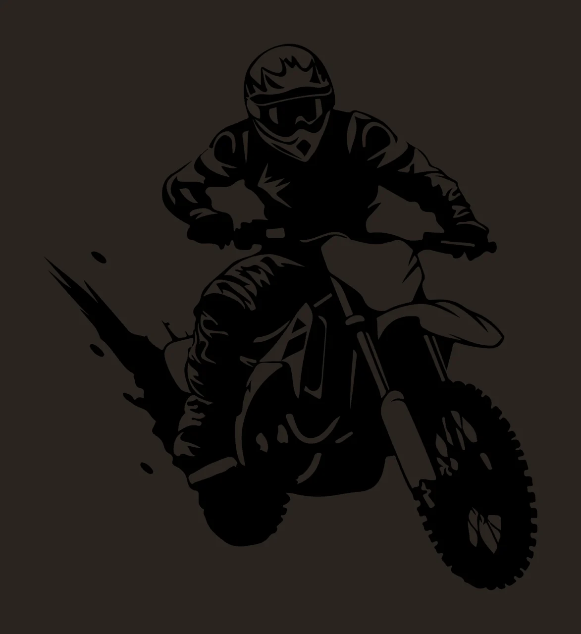 Motorcycle Rider In Motion Silhouette riding helmet dirt black contrast preview thumbnail