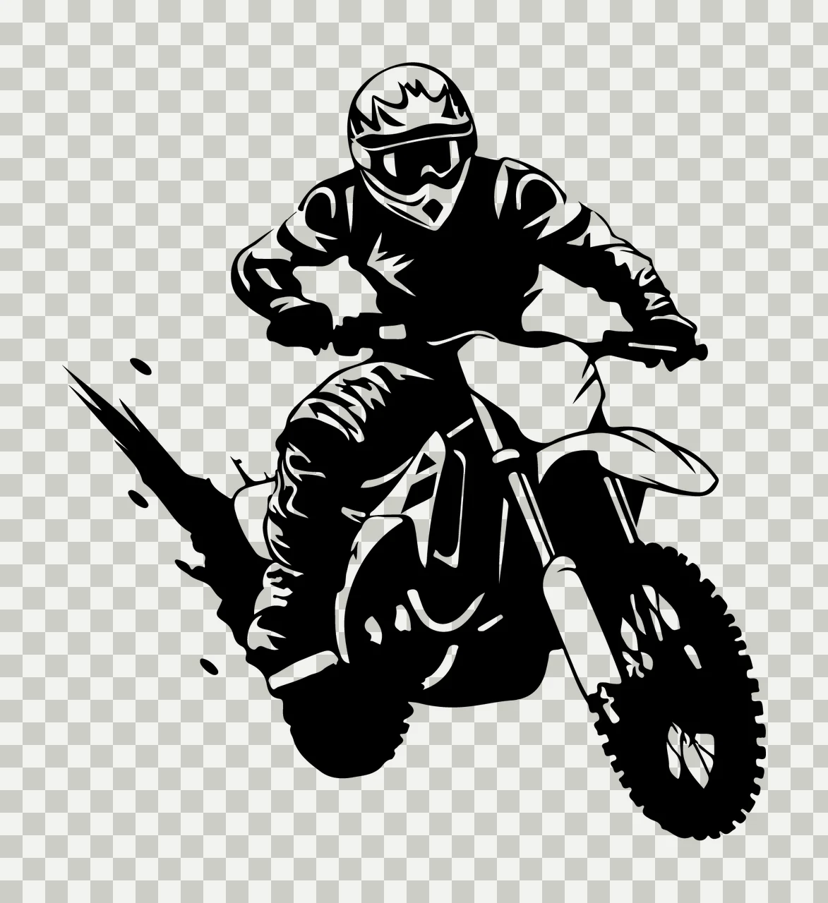 Motorcycle Rider In Motion Silhouette riding helmet dirt black transparency and detail preview thumbnail