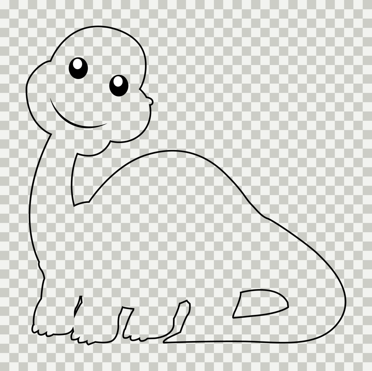 Dinosaur Outline Drawing With Smile eyes line black white cartoon transparency and detail preview thumbnail