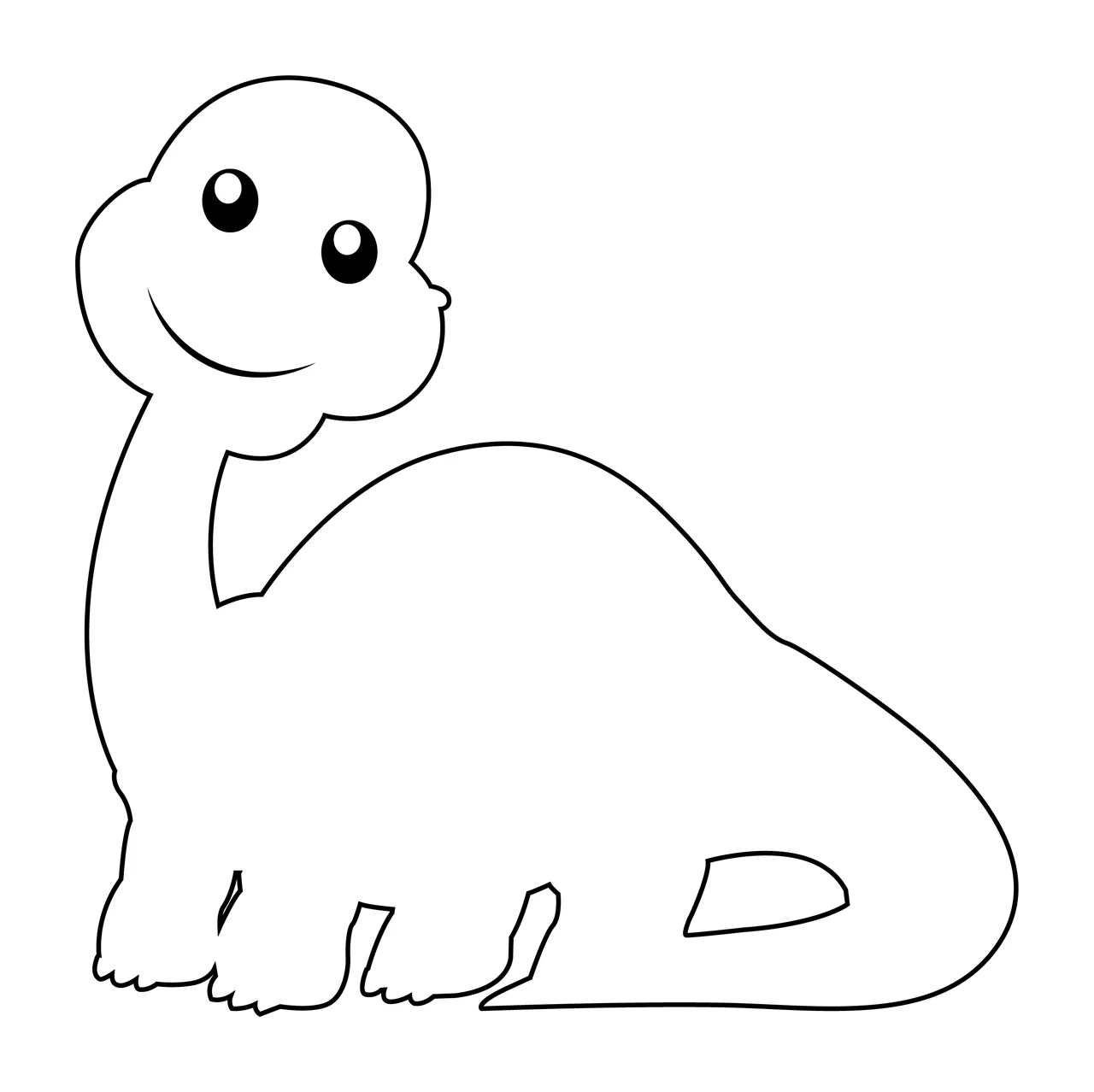 Dinosaur Outline Drawing With Smile eyes line black white cartoon