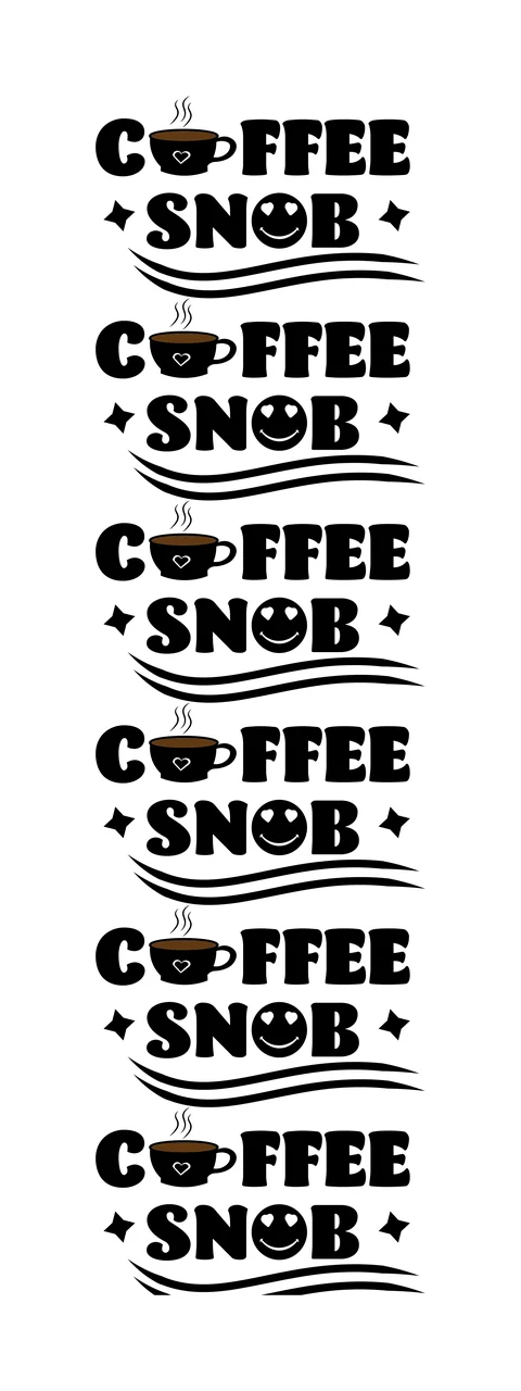 Coffee Snob Text And Cup Motif listed smiley face waves typography
