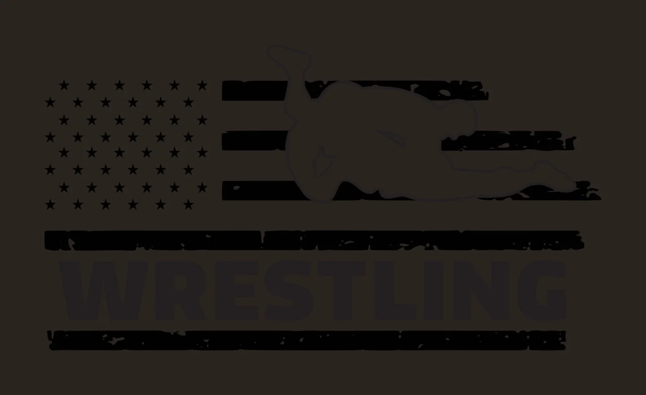 WRESTLING wrestler silhouette Design with American flag stars and stripes, distressed bars and bold typography in black and white contrast preview thumbnail
