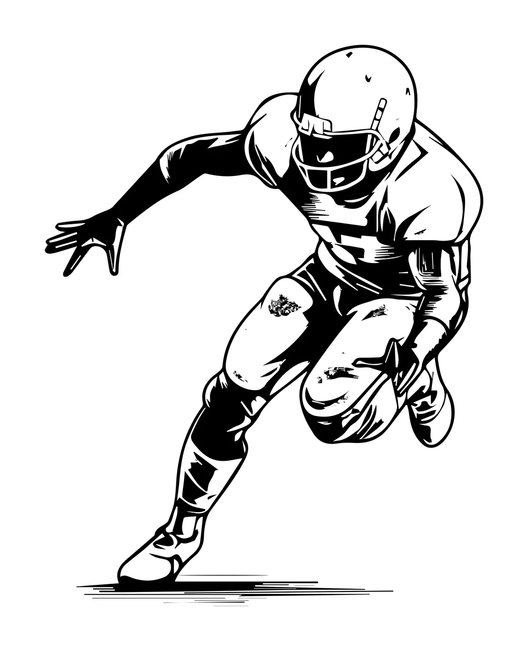 Football Player Running In Uniform Silhouette helmet black