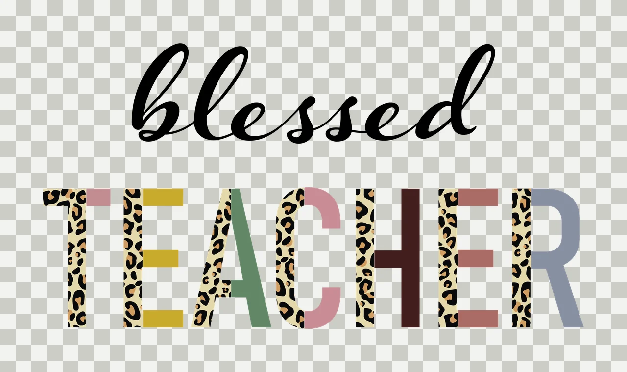 Blessed Teacher Typography Word Art display minimalist black transparency and detail preview thumbnail