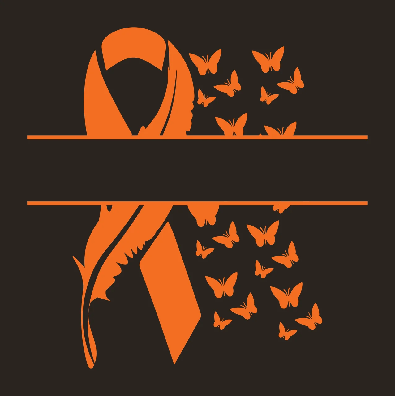 Awareness Ribbon With Butterfly Accents Graphic splitting butterflies contrast preview thumbnail