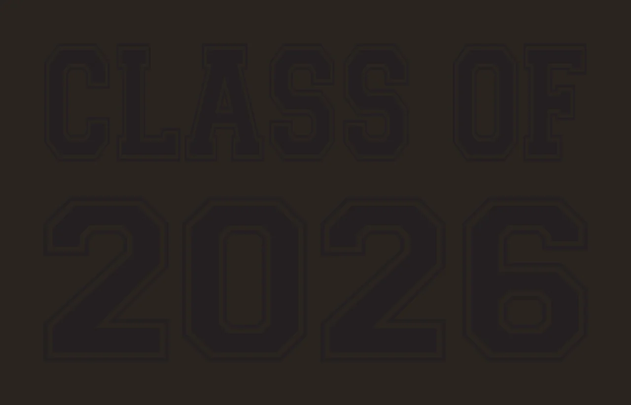 CLASS OF 2026 Typography Design with black text, white outlines, bold block letters and two-line layout contrast preview thumbnail