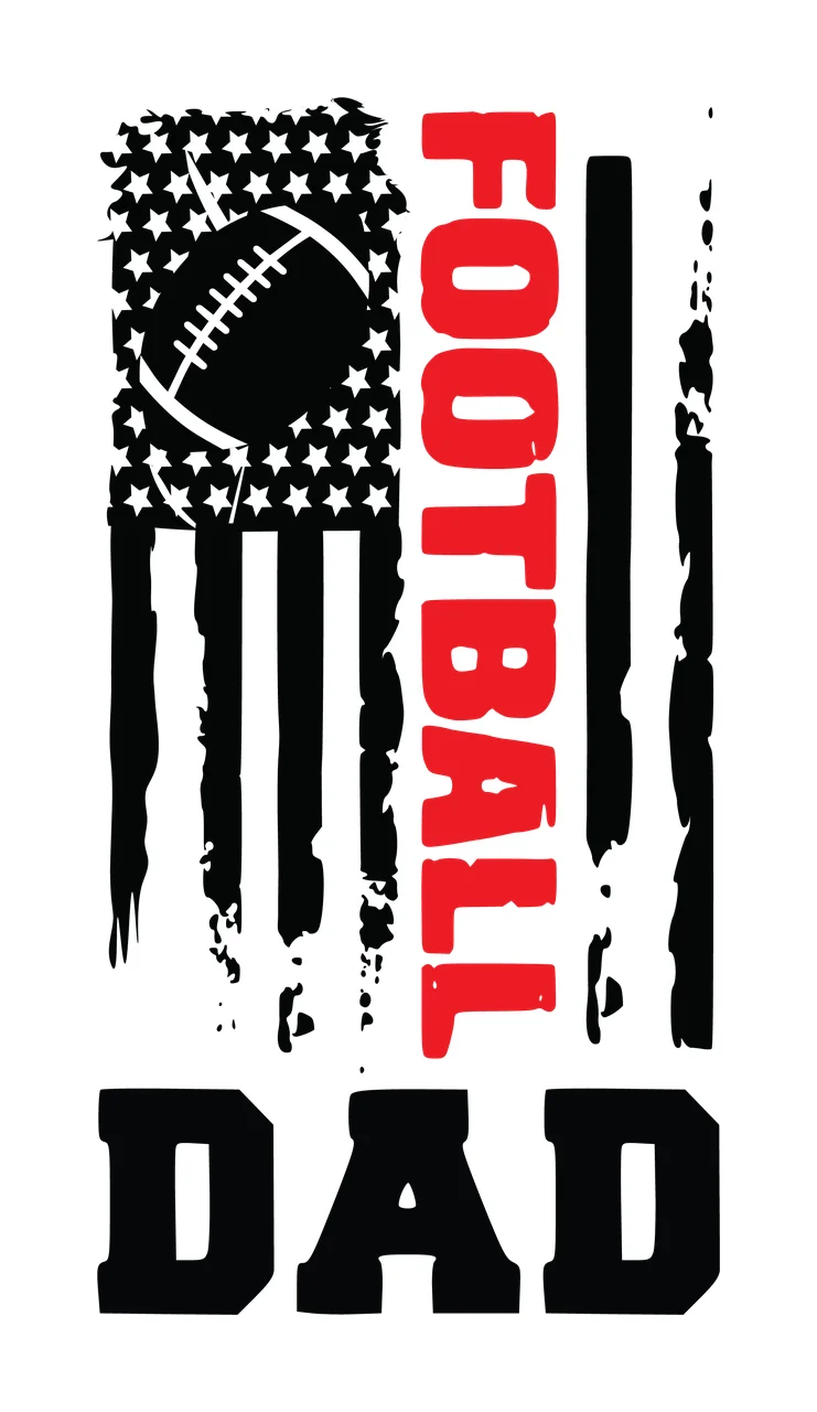 Football Dad Distressed Flag Typography and stars stripes black