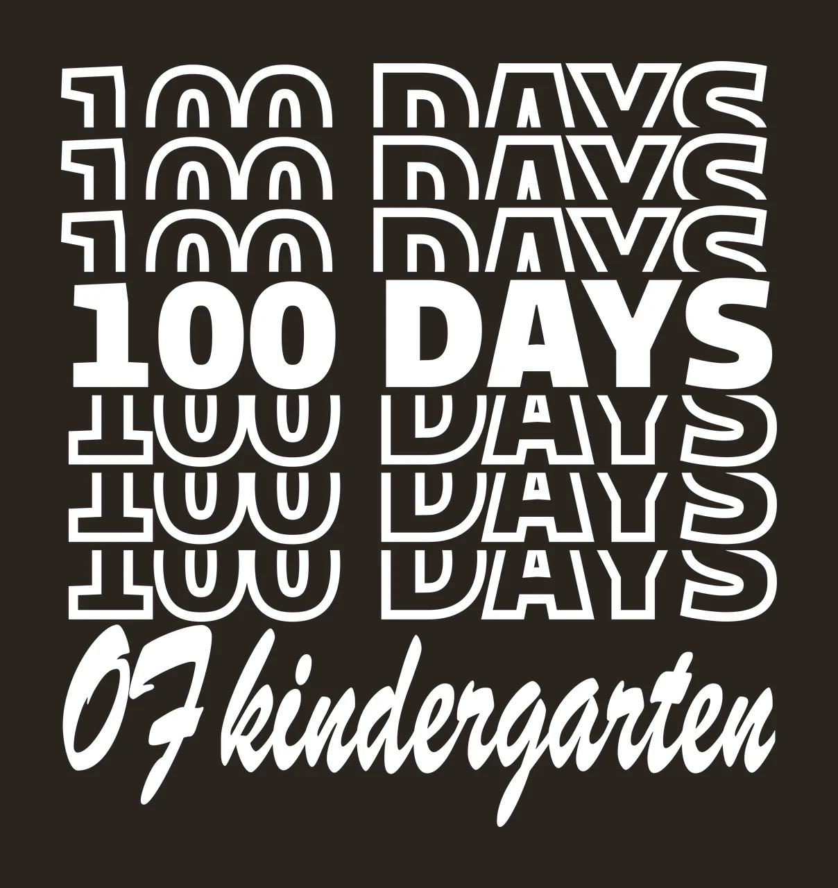 100 Days 07 Kindergarten Typography text design numbers letters contrast preview thumbnail