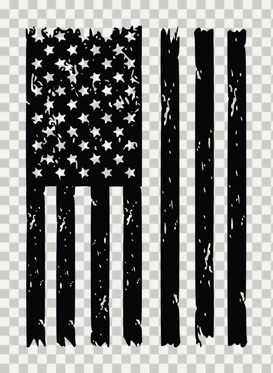 Flag Black Distressed American Vertical Stripes stars white transparency and detail preview thumbnail