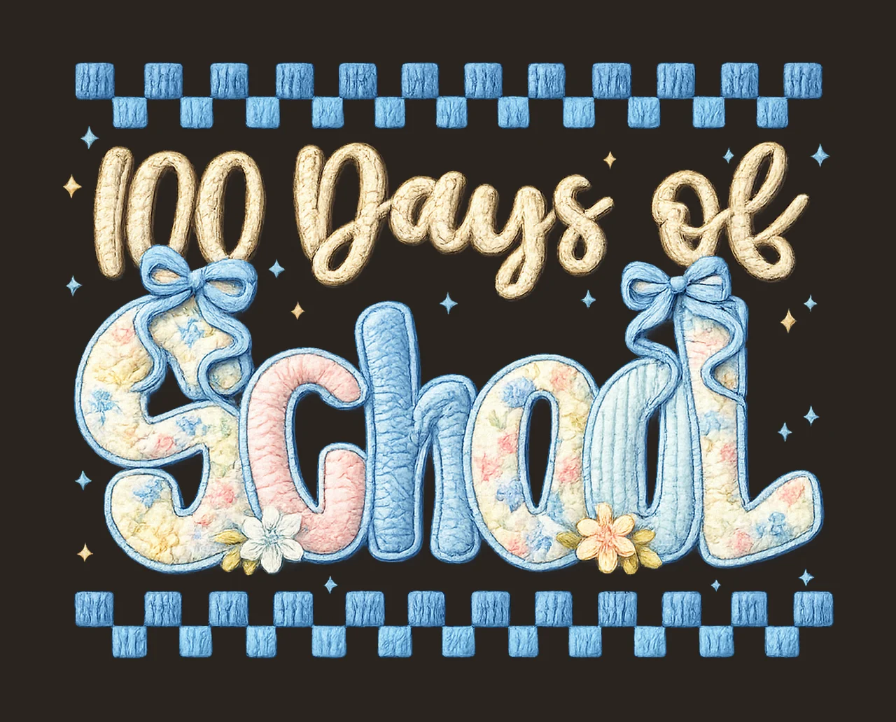 Latch Hook Yarn 100 Days of School Bow Crochet Design contrast preview thumbnail