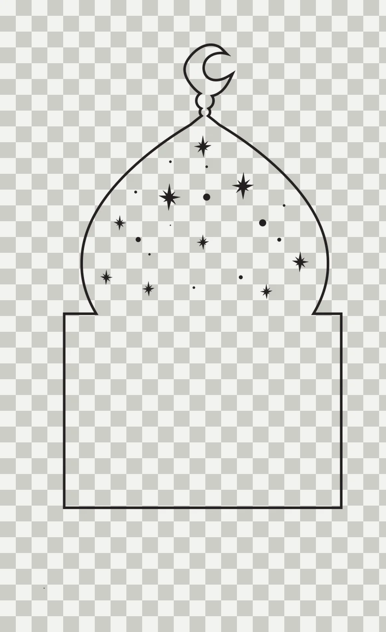 Mosque Dome Architecture Line Art crescent moon stars rectangle transparency and detail preview thumbnail