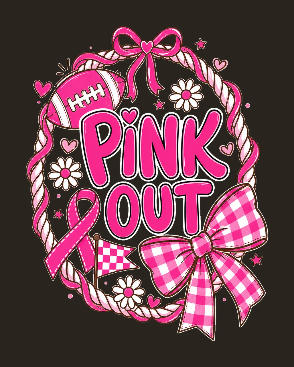 Preppy Football Pink Out Coquette Breast Cancer Variation A contrast preview thumbnail