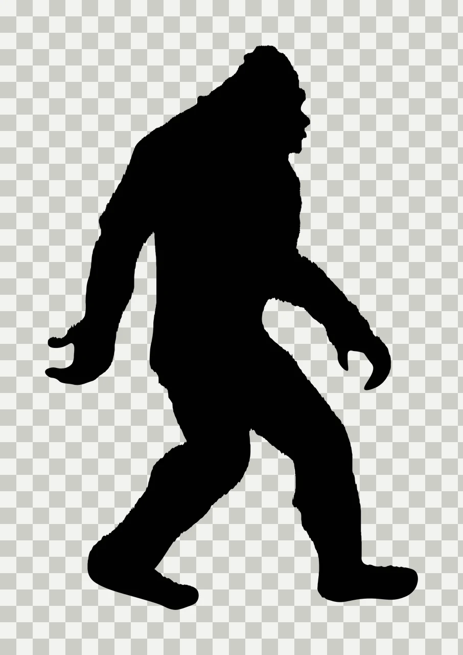 Keychain Black Silhouette Of A Hairy Creature walking white transparency and detail preview thumbnail