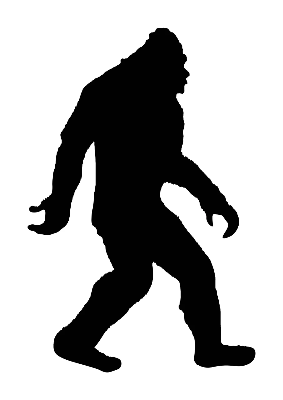 Keychain Black Silhouette Of A Hairy Creature walking white