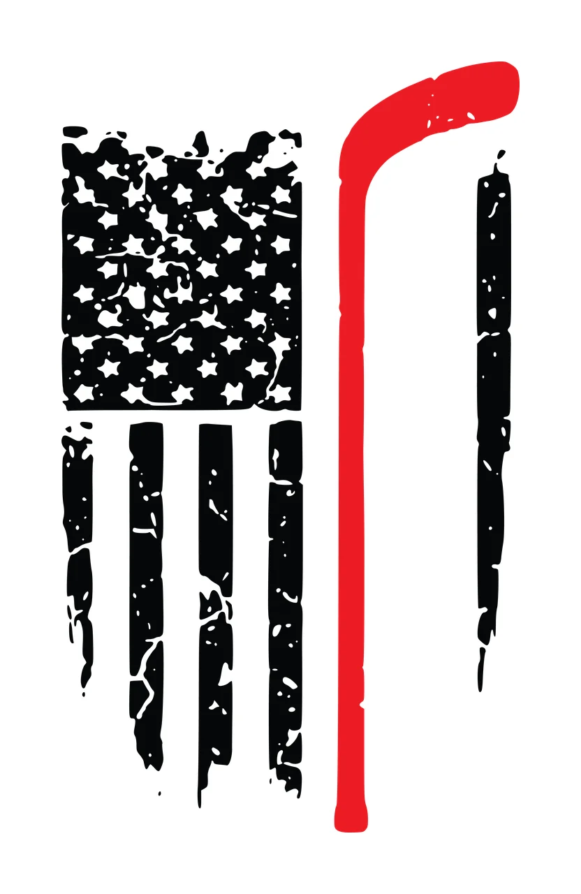 Hockey Flag Distressed Graphic With Vertical Stick and stars