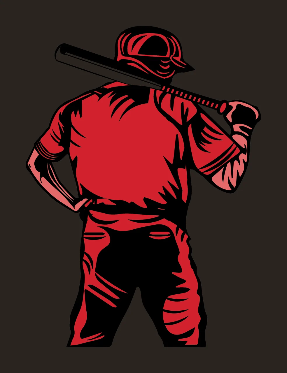 Baseball Player Silhouette Of Holding Bat On Shoulders standing contrast preview thumbnail