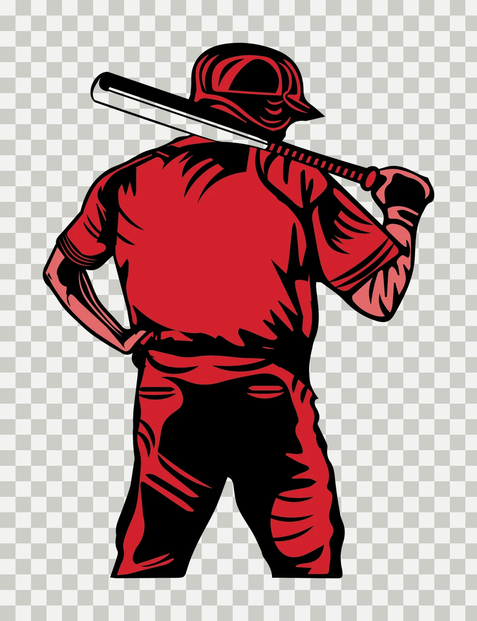 Baseball Player Silhouette Of Holding Bat On Shoulders standing transparency and detail preview thumbnail