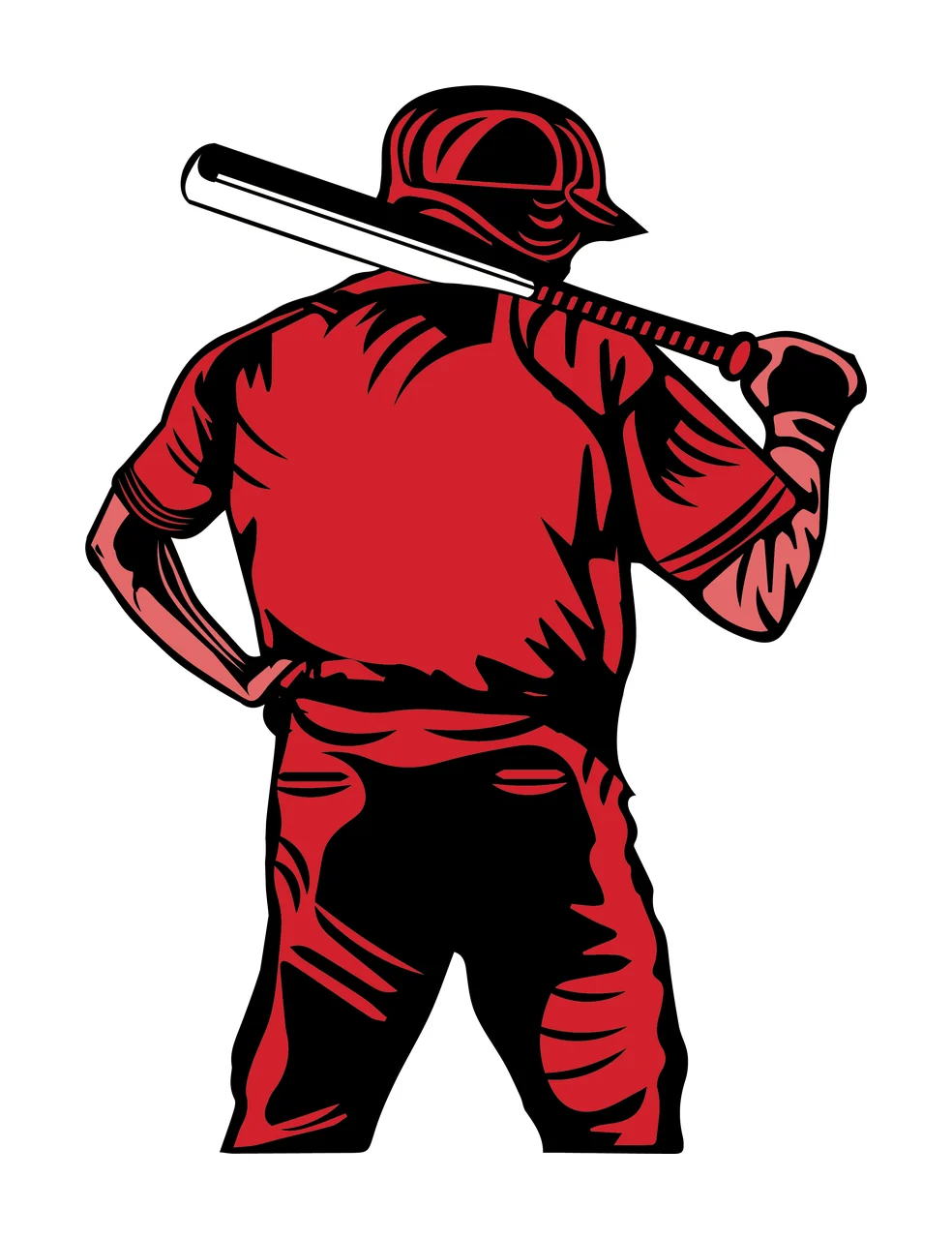 Baseball Player Silhouette Of Holding Bat On Shoulders standing