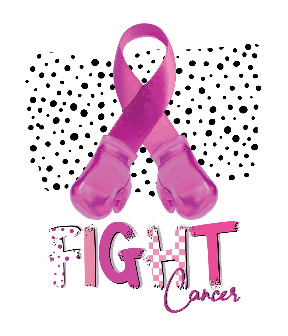 Black Rectangular Shape With Boxing Gloves And Text dots white