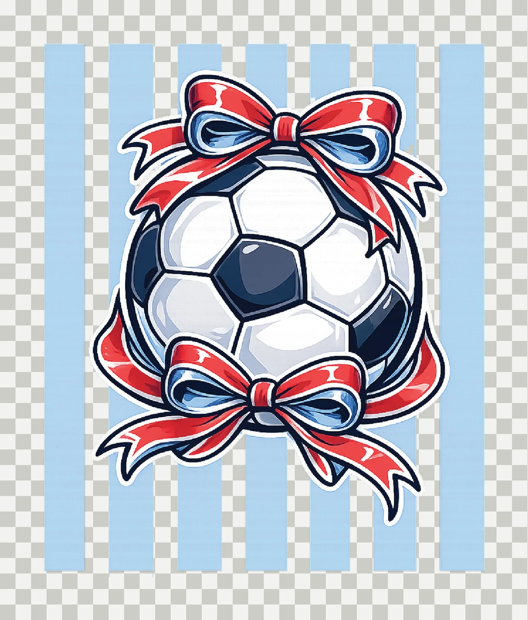 Soccer Ball Stripes Coquette Bow retro vintage sublimation transparency and detail preview thumbnail