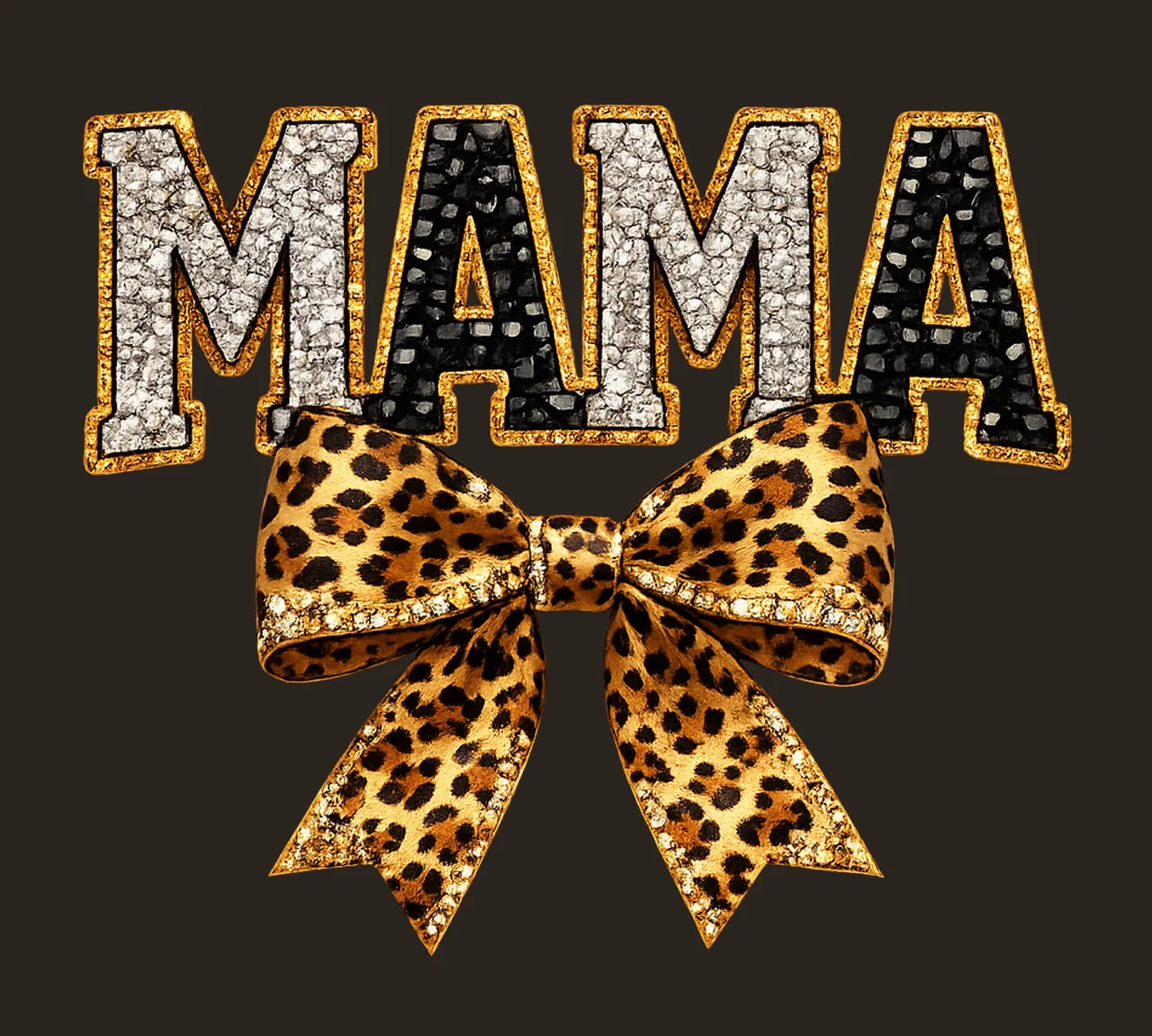 Leopard Bling Mama Coquette Bow Design Rhinestone Crystal contrast preview thumbnail