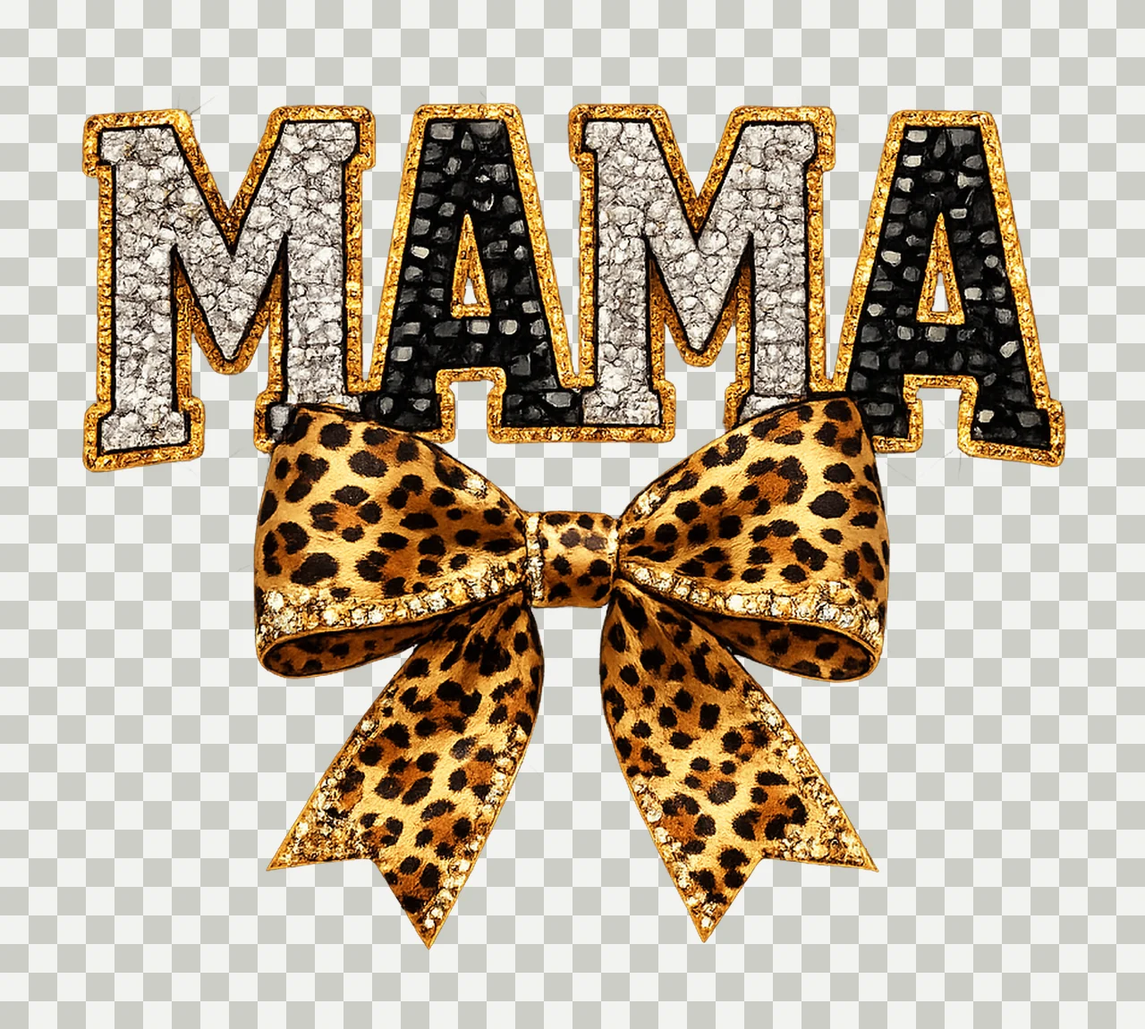 Leopard Bling Mama Coquette Bow Design Rhinestone Crystal transparency and detail preview thumbnail