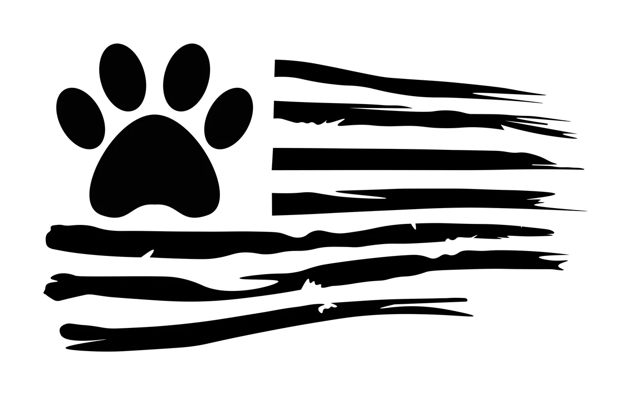 Paw Flag Distressed Design Featuring An Animal Print stripes