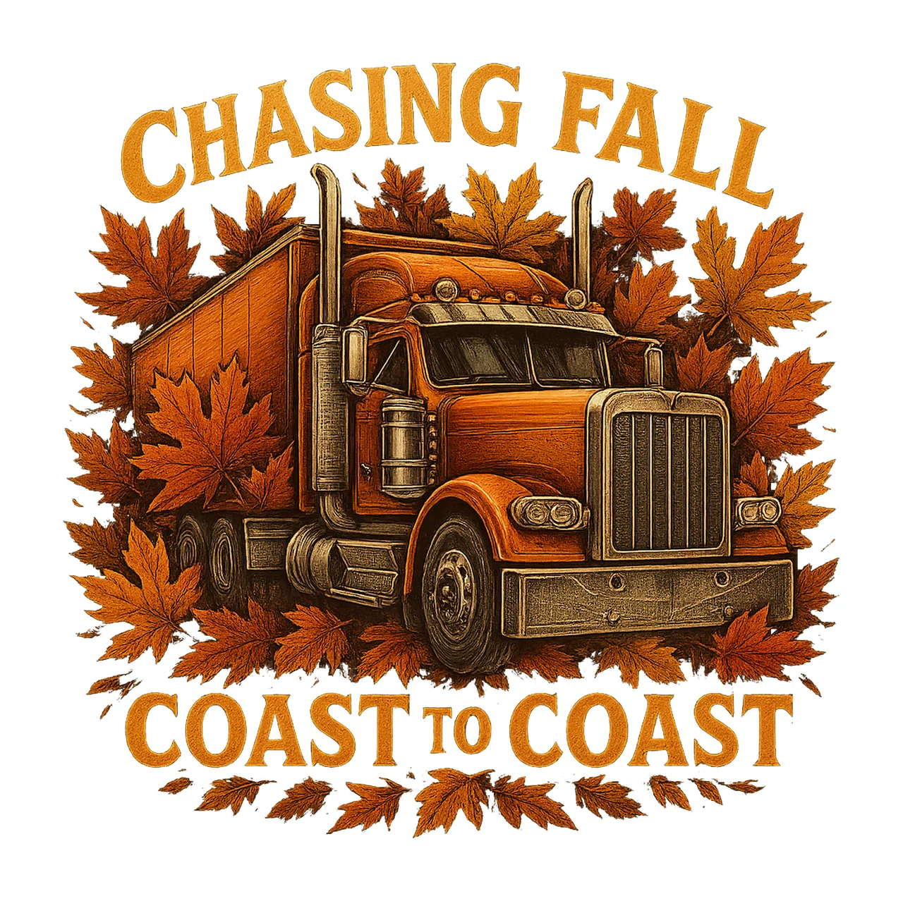 Fall Truck Can Wrap Seamless Autumn Harvest Design